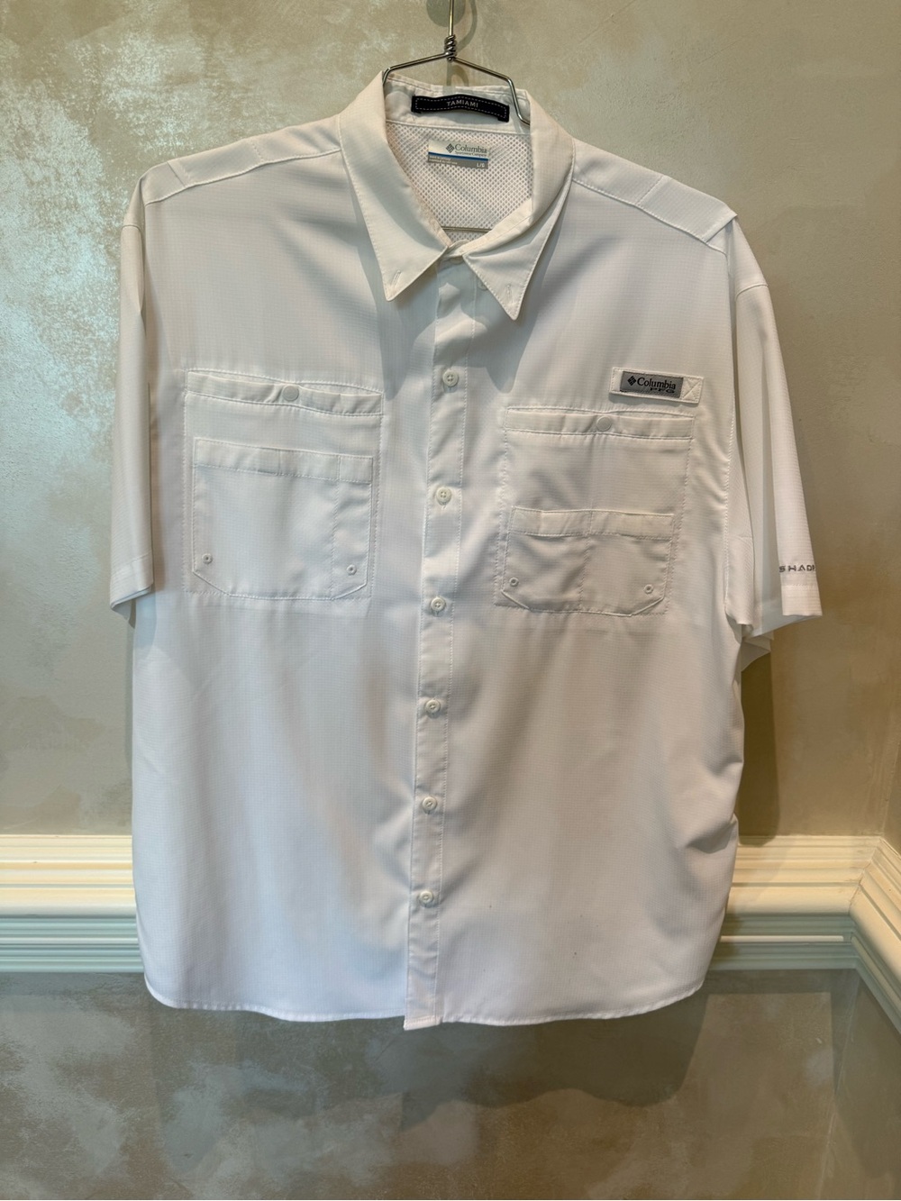 Columbia PFG White Short-Sleeve Performance Button-Down Shirt